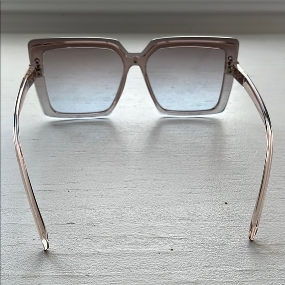 Oversized Square Translucent Frame Champagne Light Tint Sunglasses - Picture 5 of 8